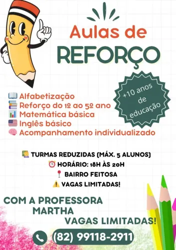 Reforço escolar/atendimento psicopedagógico 