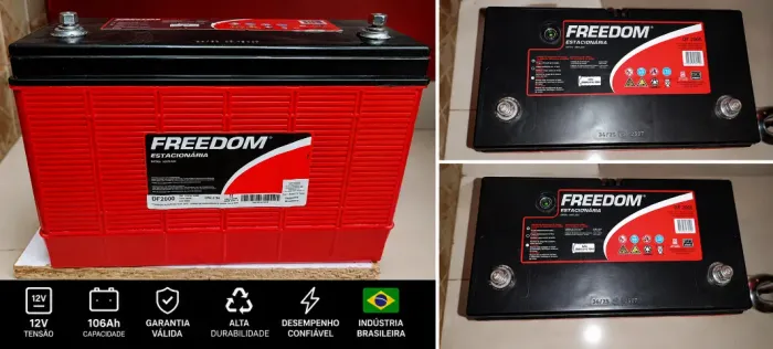 2 Baterias estacionárias Freedom 12V 106Ah com Garantia - Novas, Alta Durabilidade