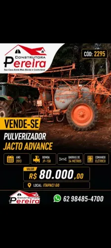 Pulverizador jacto 2 mil litros 24 MT Barra