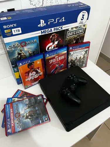 PS4 Slim 1TB - kit completo