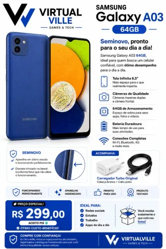 Samsung Galaxy A03 64Gb- Seminovo
