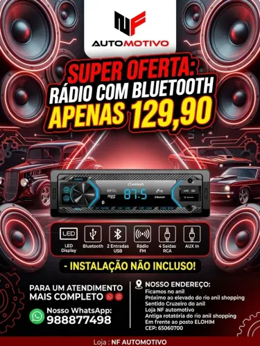 Auto rádio com Bluetooth e USB