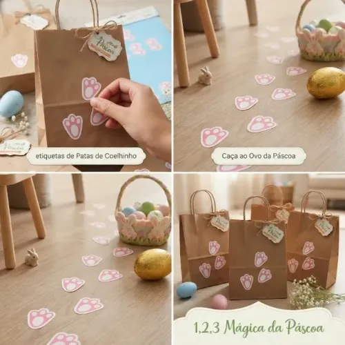 Adesivos Decorativos De Pascoa Patinhas de Coelho - 96un