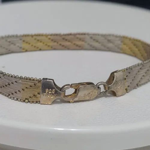 Bracelete prata 2 cores 925 italy