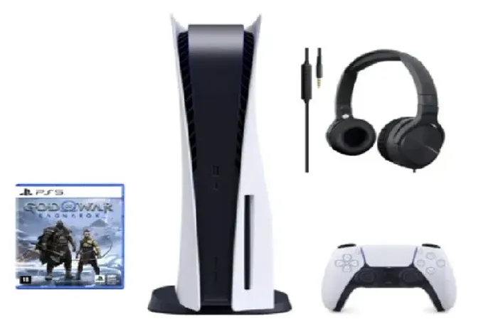 Playstation 5 com Um Controle + 1 Jogo Aleatório + Headset de brinde