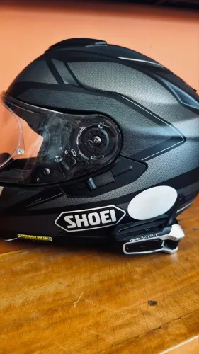 Capacete Shoei Gt-air Tam 60+ Comunicador Cardo Packtalk Jbl Cinza-escuro Grafismo 60