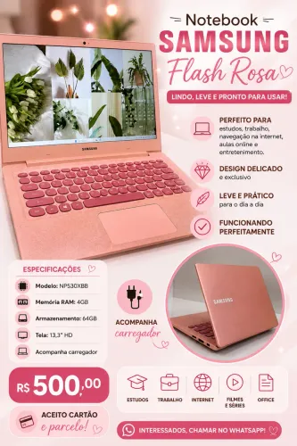 Notebook Samsung Flash Rosa