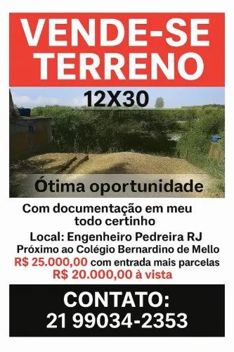 Vende-se Terreno 12x30 Engenheiro Pedreira