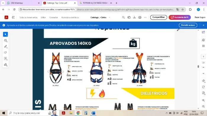 CINTO DE SEGURANÇA COM TALABARTE - TOP CINTOS