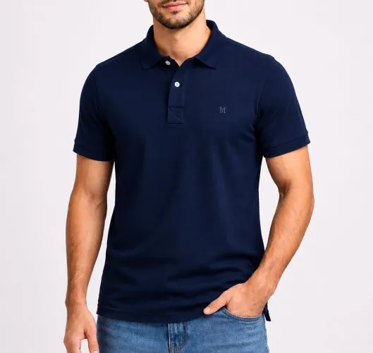 Camisa Polo Algodão Azul Mar