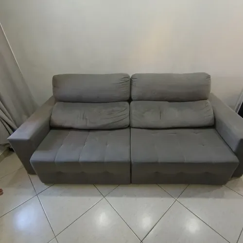 Sofá Retrátil e Reclinável 2,50m Cinza - Muito Confortável