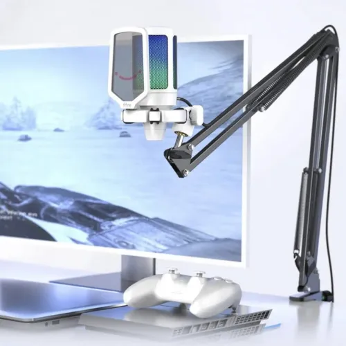 Vendo microfone Gamer fifine com braço articulado na cor branco