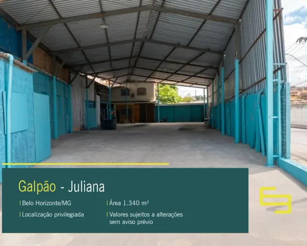 Galpão para alugar em Belo Horizonte MG no bairro Juliana.