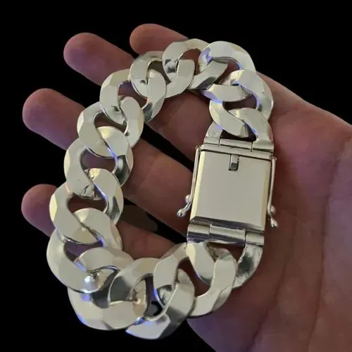 Pulseira de prata 22mm grossa