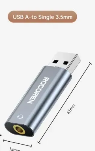 Placa Audio USB Fone de Ouvido