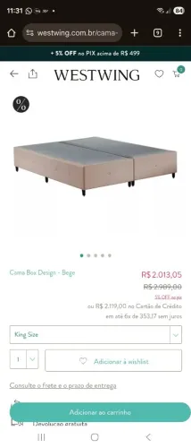 Box para cama King Size Bi Partido Camurça casa barroco