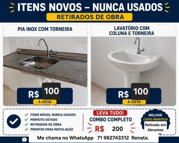 Vendo Pia de cozinha 1,20 X 60 e banheiro 100 Reias cada