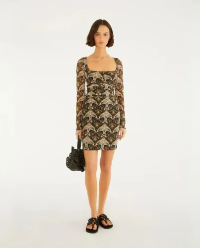 Vestido curto de tule da farm