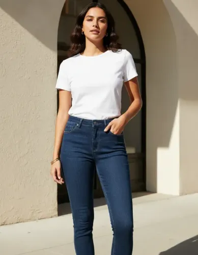 Calça Jeans Feminina Skinny Pool azul marinho