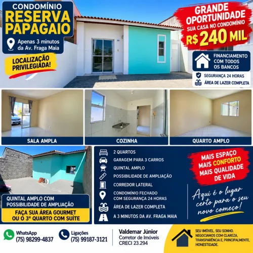 ? Casa no Reserva Papagaio - R$ 240 Mil | Oportunidade!