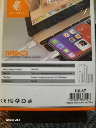 Cabo para celular tipo C para IOS 60W