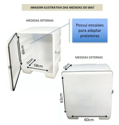 Baú 245lt grande com espaço para pratileira