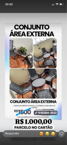 Jogo de 4 cadeiras com mesa de centro para área externa 