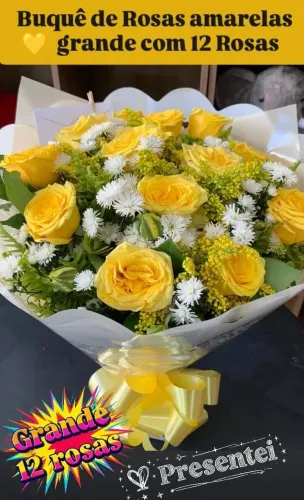 BUQUÊ DE ROSAS GRANDES COM 12 ROSAS 
