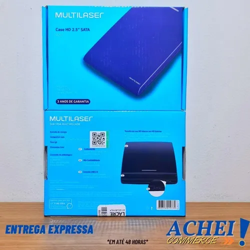 Case para HD Externo Multilaser Azul e Preto - Novo