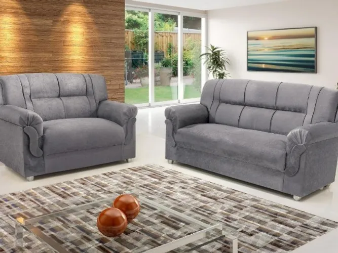 Sofá 2 x 3 lugares REF 5014 Cinza Até 12x - Frete Grátis