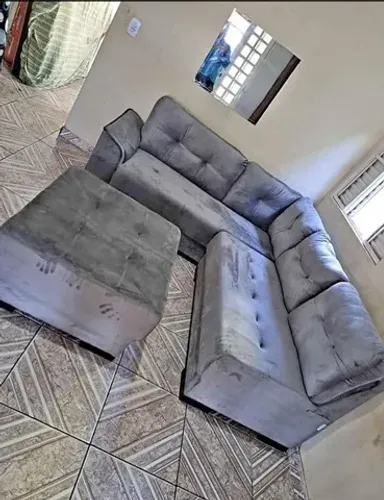 sofa  de canto em molas ensacadas / cinza 