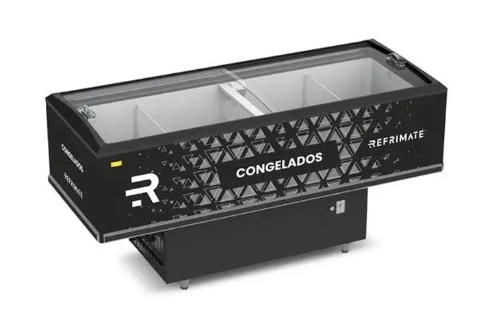 Ilha de congelados 2,00m vidro semi reto nova