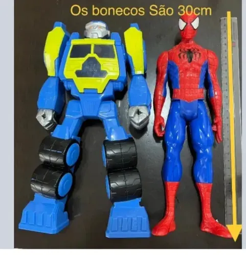 Boneco Transformers e Homem Aranha 30 cm
