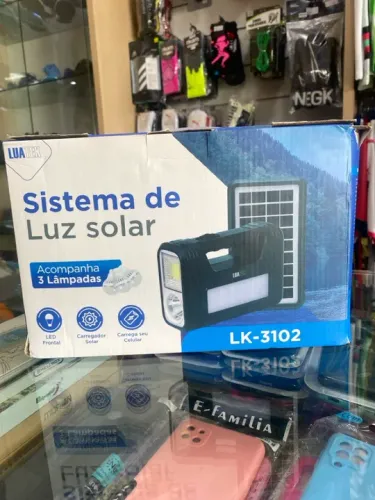 Kit Painel Placa Solar Portatil 3 Lâmpada Led Luz Emergência