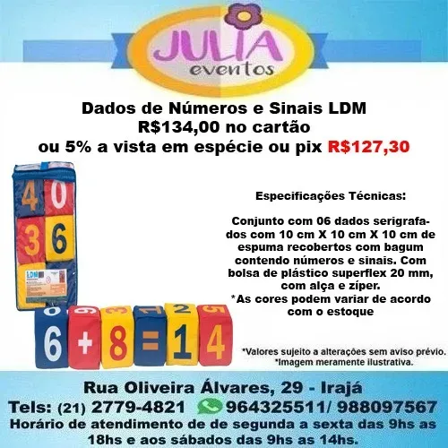 Dados de Números e Sinais Didático infantil - Ldm