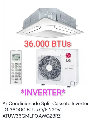 Ar split cassete LG 36000 BTUs+ novo + nota+ Garantia+ cartão 12,X!!