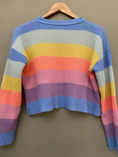 Malha tricot listrado feminino