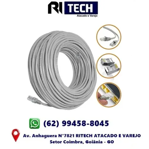 Cabo de Rede RJ45 CFTV CAT6 Com 20 Metros Conector Banhado a Ouro Internet