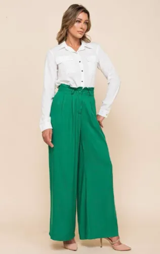 pantalona verde viscose nova tam M