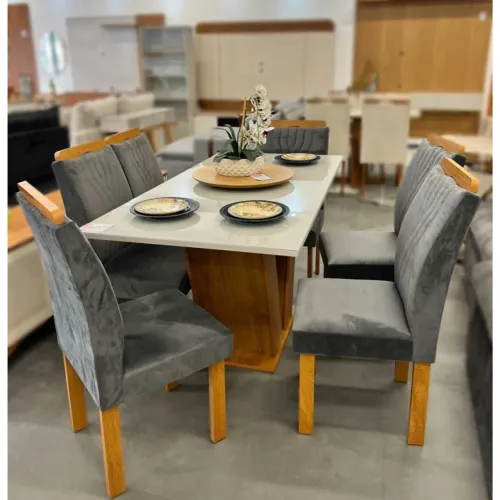 Mesa de Jantar Classic 160×80 com 6 Cadeiras Lisboa- Entrega Rápida