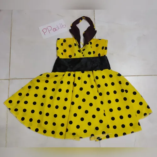 Fantasia dos anos 60 amarelo com preto adulto PP