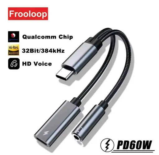 Adaptador USB-C para Fone de Ouvido e Carregamento - Qualcomm