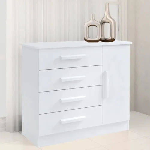 Cômoda 4 Gavetas e Sapateira Branca rf43