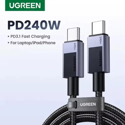 Cabo UGREEN USB Tipo C 240W PD3.1 - 1 metro Carregamento Rápido para iPhone 15 Pro, PS5