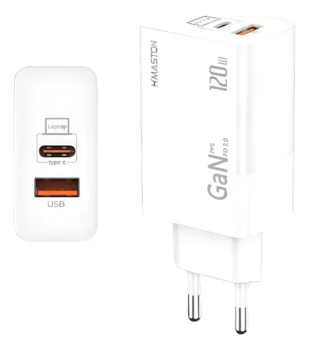 Carregador Gan Turbo 120w para iPhone Android Tablet Notebook e Macbook 100W + 20W HMaston