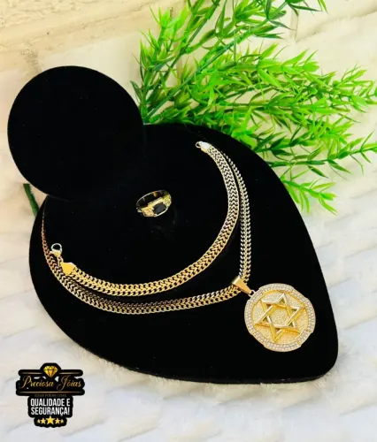 Cordão,anel , medalha e pulseira masculina