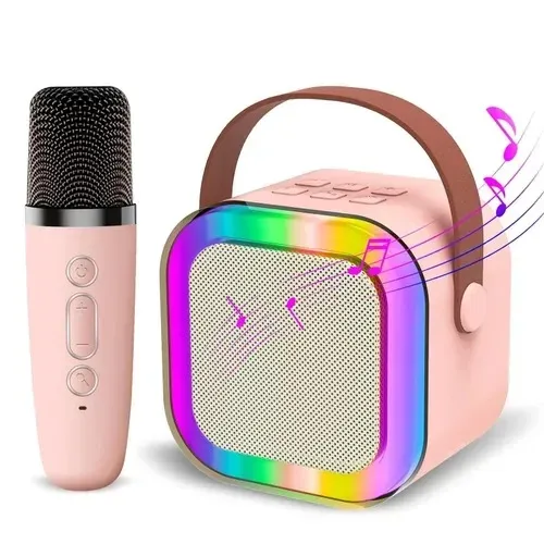 karaoke machine mini 2 microphones wireless rgb colorful ws-887