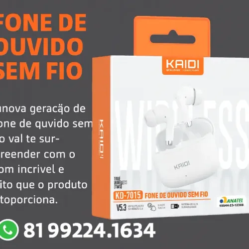 fone bluetooth sem fio KRIDI KD-7015 Bluetooth 5.4 touch bateria longa