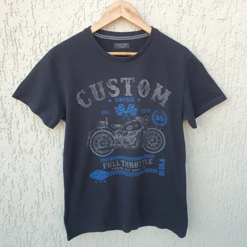 Camiseta Zara Preta Masculina Moto