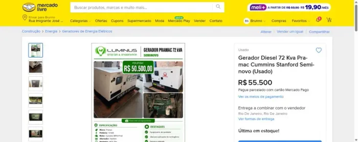 Gerador Diesel 72 Kva Pramac Cummins Stanford Seminovo